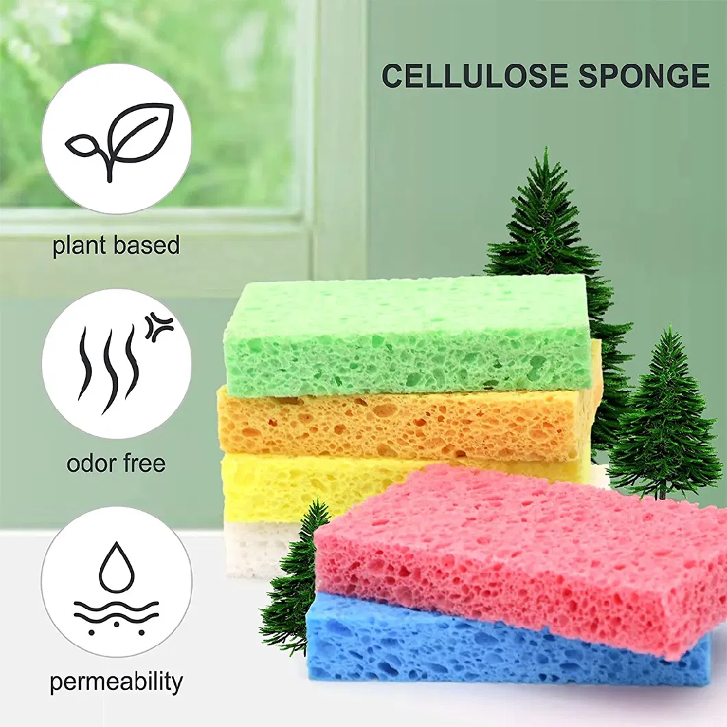 Multi-Color Round Compressed Kitchen Cleaning Cellulose Sponge