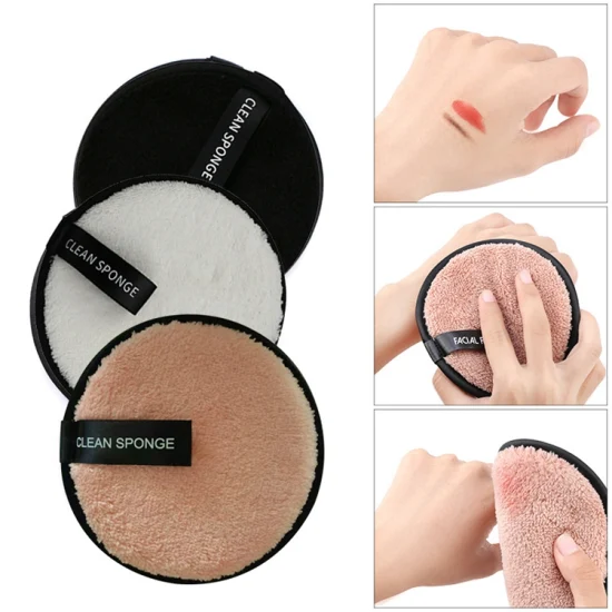 Desmaquillador personalizado OEM, esponja limpia, toalla facial, removedor de maquillaje, almohadilla de algodón, esponja desmaquillante orgánica para la cara